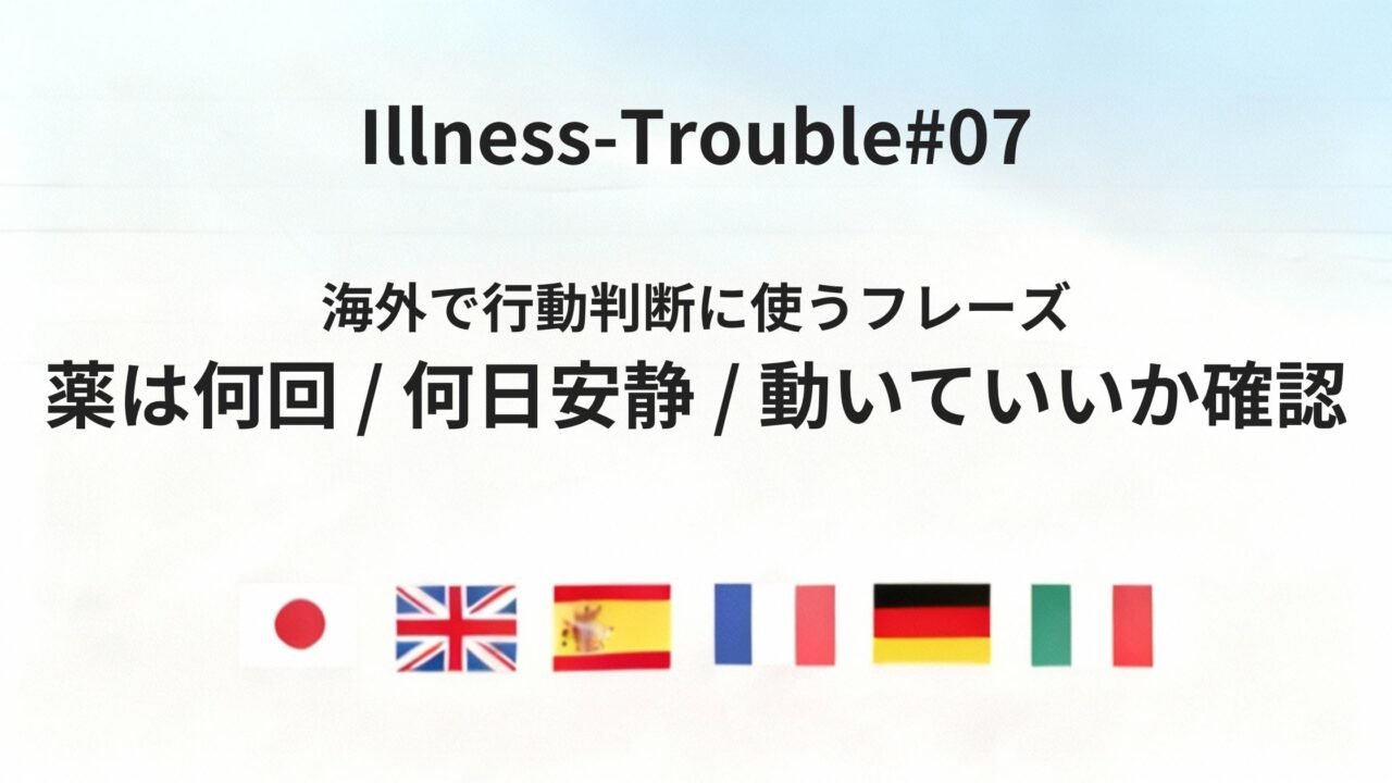 海外で「動いていいか」「薬はどう飲むか」を確認するためのフレーズ